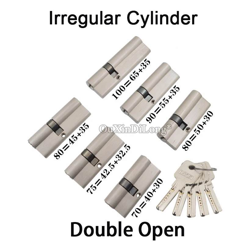 

2PCS Irregular 70 75 80 85 90 100mm Brass Door Lock Cylinder Double Open Knobs Eccentric Entrance Bedroom Door Cylinder FG324