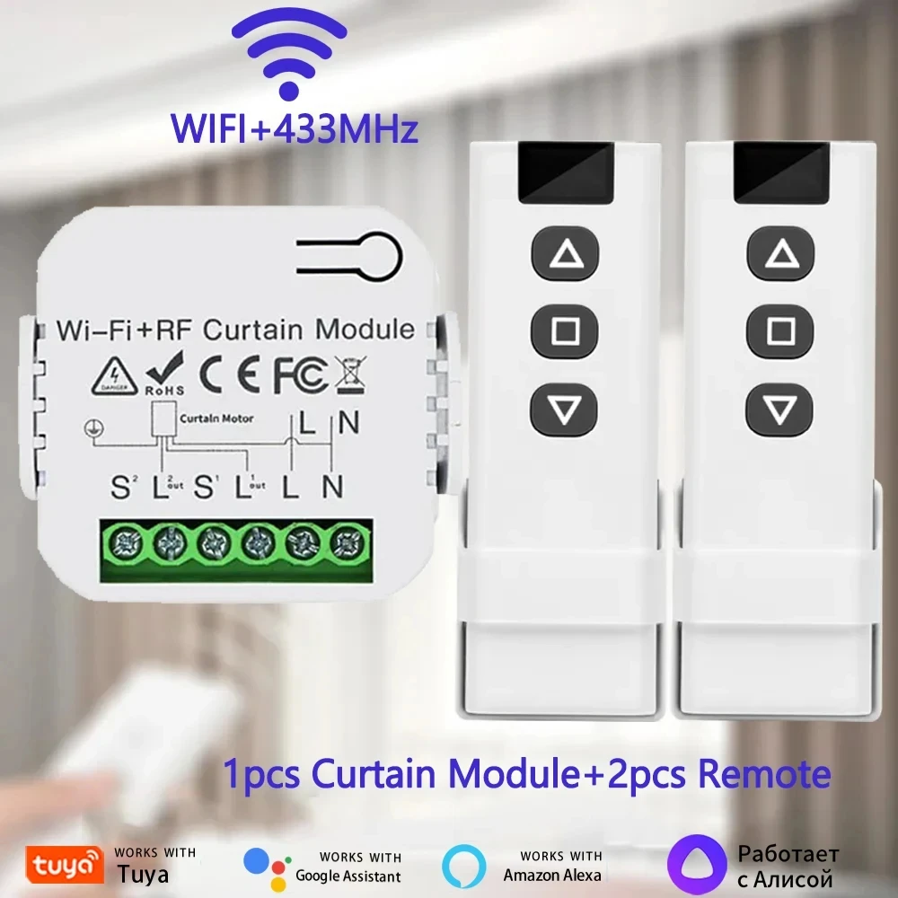 

Wi-Fi Подключенный Переключатель Рольставней Tuya Smart Module 433 МГц Пульт Дистанционного Управления Для Жалюзи