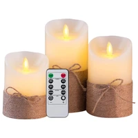 flameless candles battery operated simulation electric led candle set with remote control and timer with hemp rope