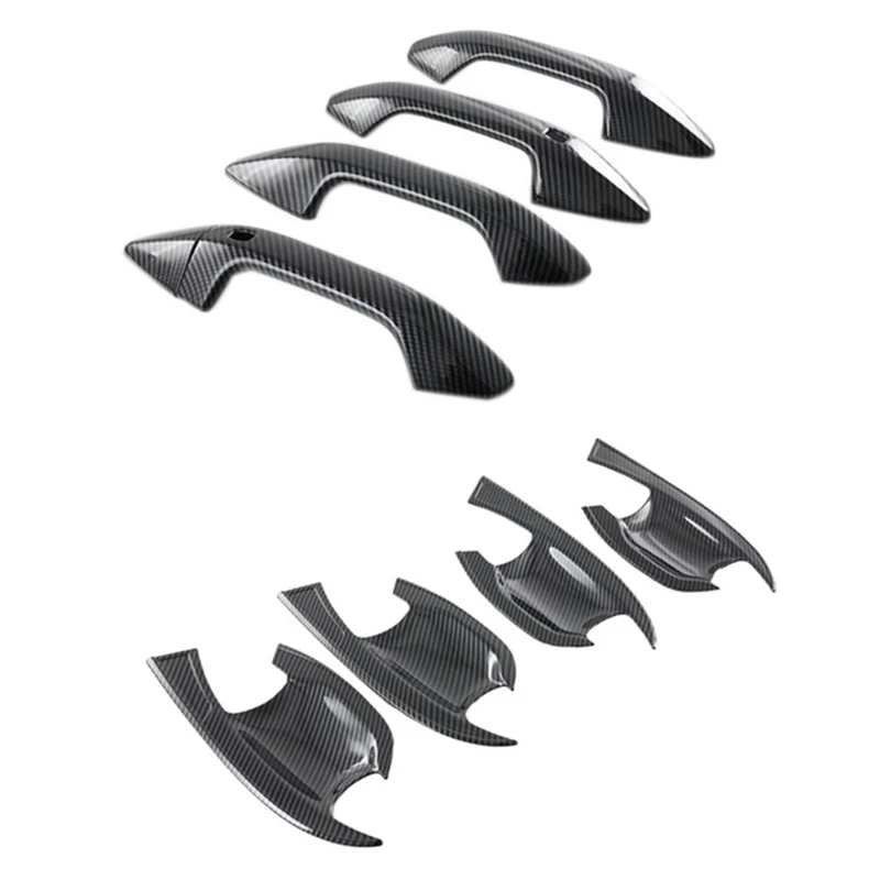 

For Kia Sportage NQ5 2021 2022 Carbon Fiber Car Door Handle Bowl Cover Trim Sticker Accessories With Smart Key Hole