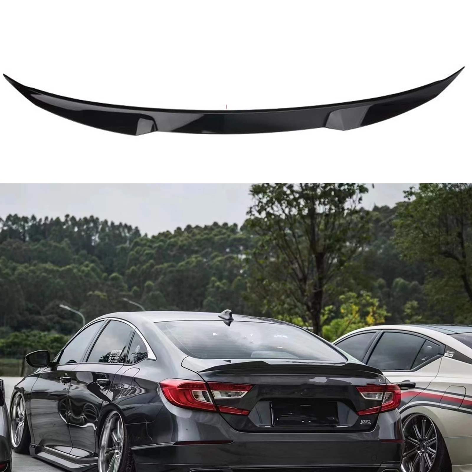 

Car Rear Trunk Spoiler Lip Wing For Honda Accord 10th 2018-2022 New YOFER Glossy Black Tailget Lid Flap Decklid Splitter Trim