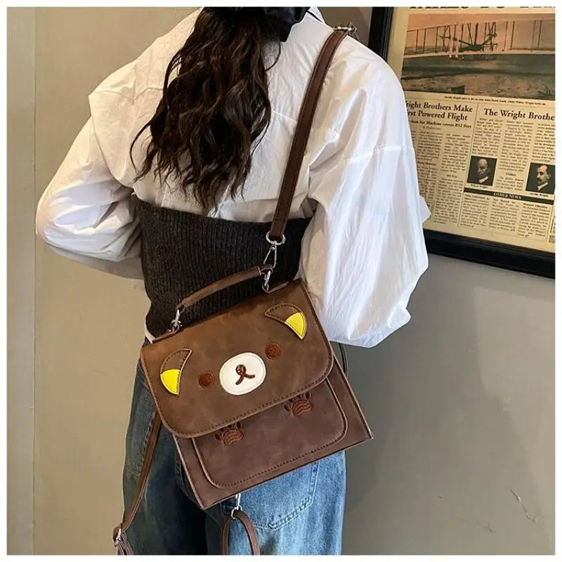 Фото Рюкзак Rilakkuma из искусственной кожи 21 см, двухслойный, для книг, большой вместимости, для путешествий, награда для студентов, подарок другу на праздник №5