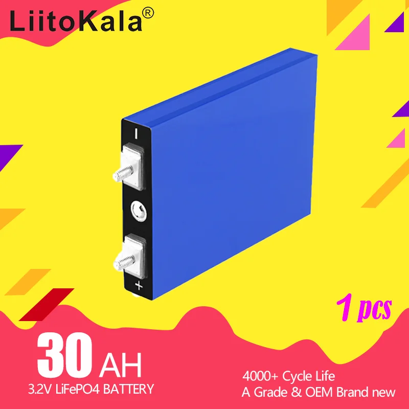 

Литиевая батарея LiitoKala LiFePo4 3,2 в 30 Ач 5C для самостоятельной сборки, аккумулятор для электровелосипеда, электровелосипеда, колеса, кресла AGV, машины, гольф-мобиля, 1 шт.