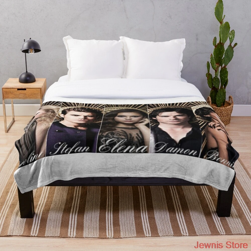 

Tvd Cast Photoshoot Throw Blanket flannel Sherpa bedspread bedding sofa picnic fur soft blanket