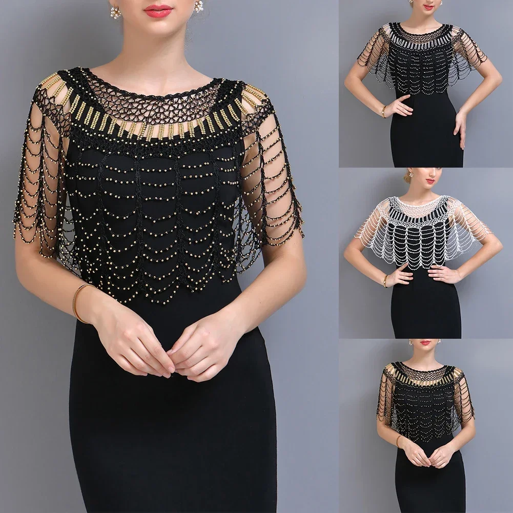 Вязаная крючком шаль ручной работы с вырезами в стиле 1920-х годов женская вечерняя