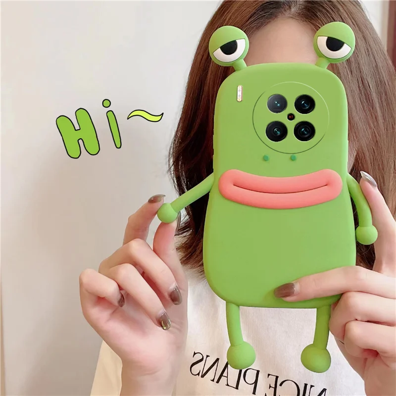 

Роскошный мультяшный 3D-чехол в виде лягушки для VIVO X90 Pro Plus X90S, милый мягкий Силиконовый противоударный чехол для телефона VIVO X90Pro +