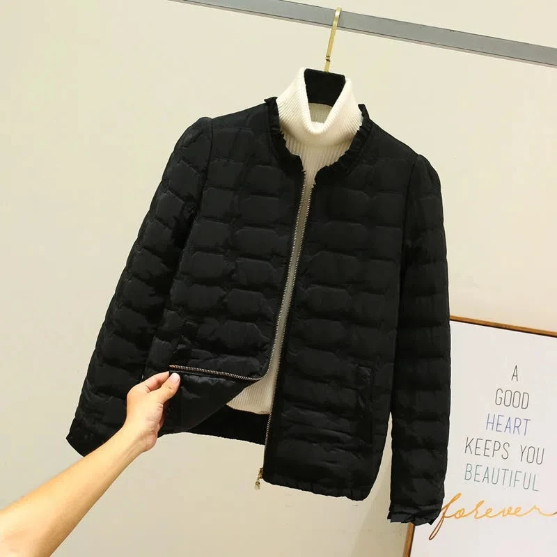 Winter Thick Down Cotton Embroider Parkas For Women Warm Slim Chic Short Jackets Korean Elegant Casual Windproof Outwear