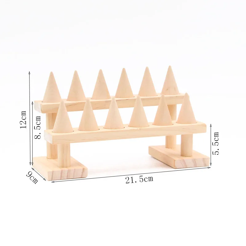 12/24/36/48 Bit Solid Wood Jewelry Rings Display Stand Cone Organizer Holder Display Jewelry Rack Home Accessories Shelf
