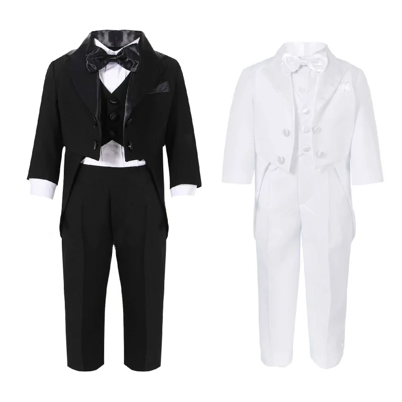 

2023 New Boys Wedding Birthday Party Blazer Tuxedo Baby Boy Christening Outfit Coat Shirt Pant Vest BowTie Gentleman Suit