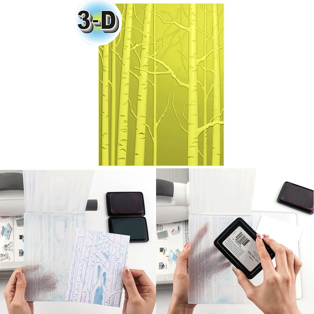 Birch Forest Pattern 3D Embossing Folder and Matching Dies for Adding Textured Detail To Paper Crafting Card Making Supplies