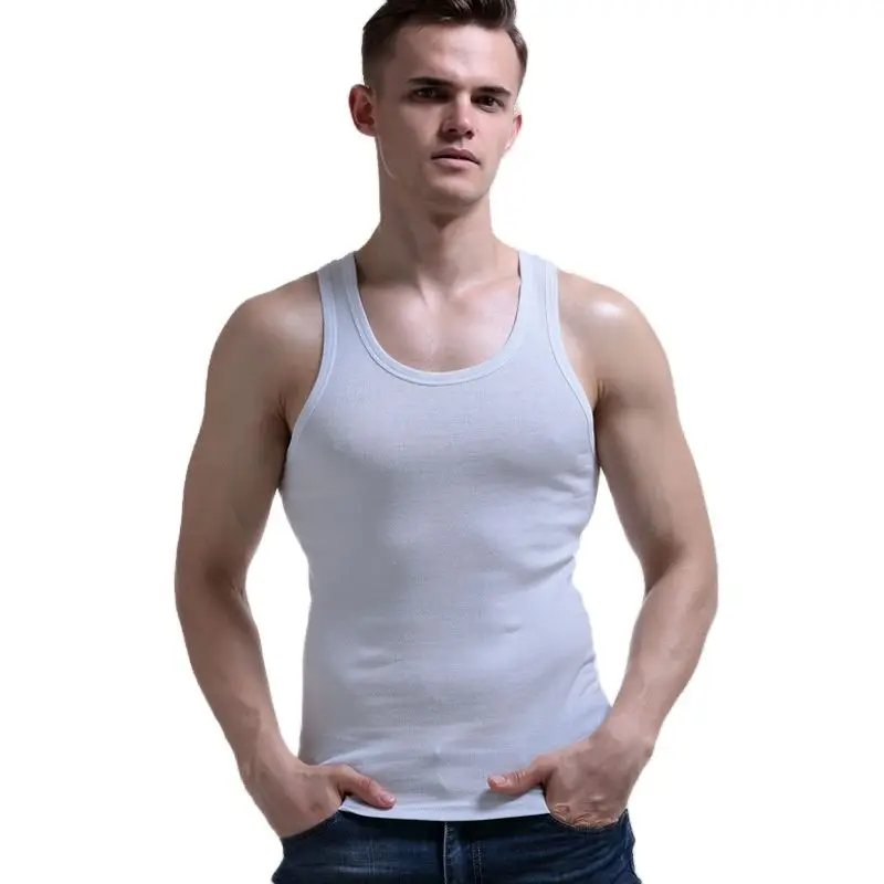 3 Pack Men Cotton Vest Narrow Broad Shoulders Tank Tops Underwear Boy Under Clothes T- Shirts Sleeveless Singlets Undershirt images - 6