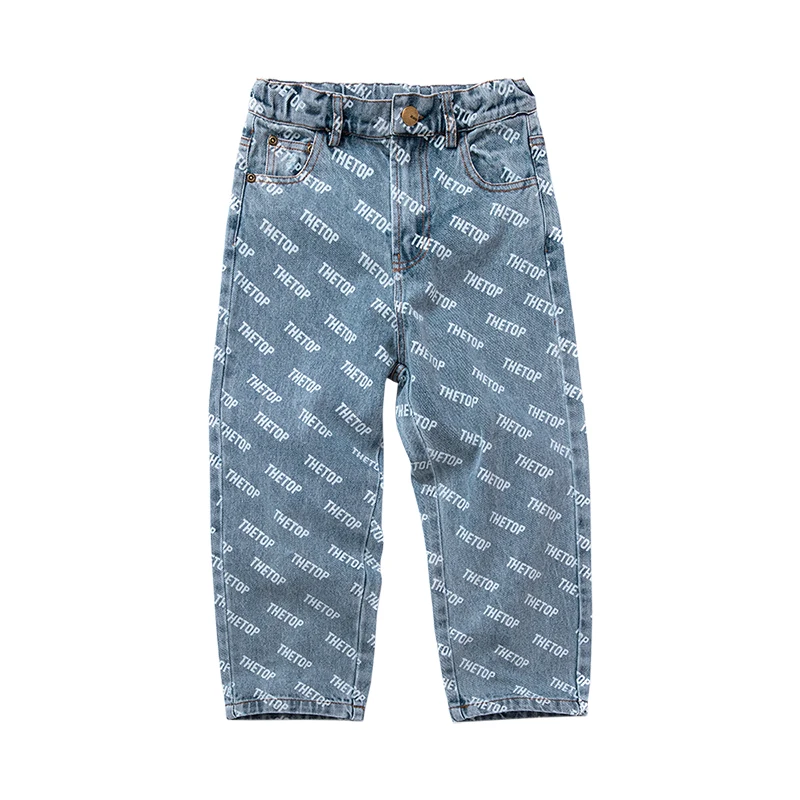 

2022 Spring Teen Girls Denim Pants Children Fashion Letter Printing Trousers Kids New Clothing, #6824
