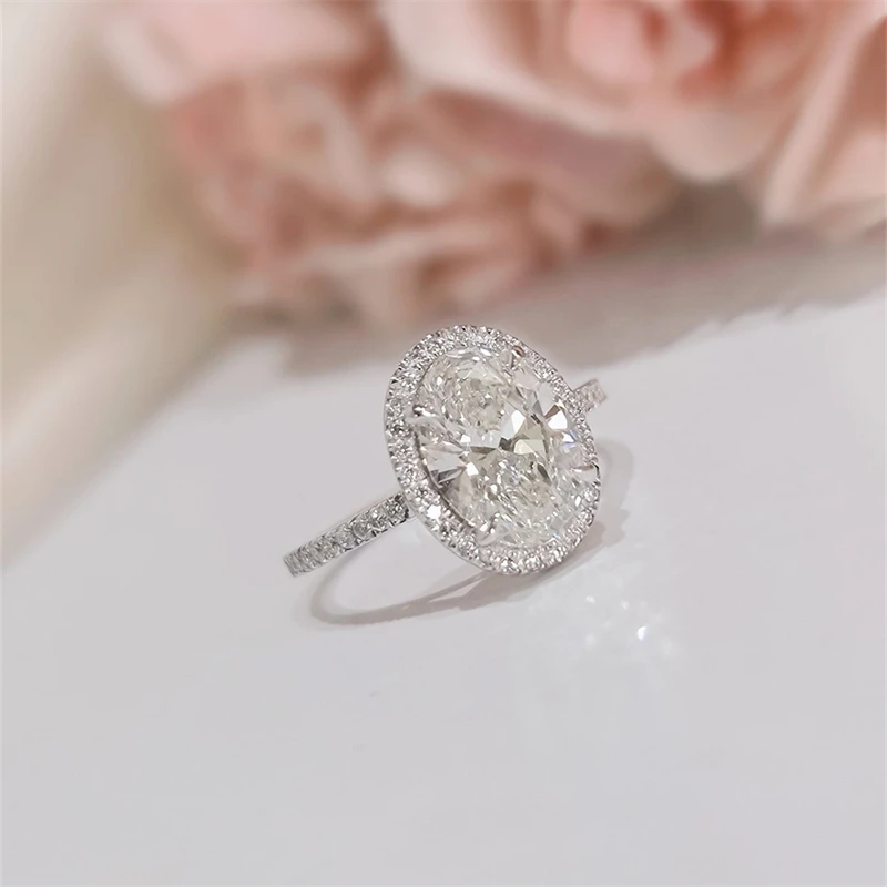 2 50 карата Обручальное кольцо с бриллиантом 18-каратное цельное золото овальное