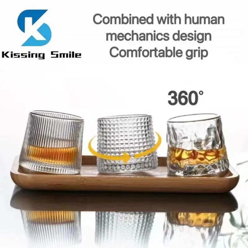

1pcs 2pcs 3pcs Rotating Whisky Glass Tumbler Water Cup Set Gift Drinking Alcohol Container Barware Wine Cabinet Bar Accessories