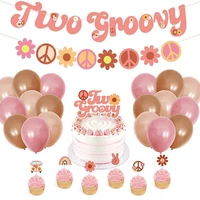 baby girl boho party balloon hippie theme birthday cake topper two groovy party garland