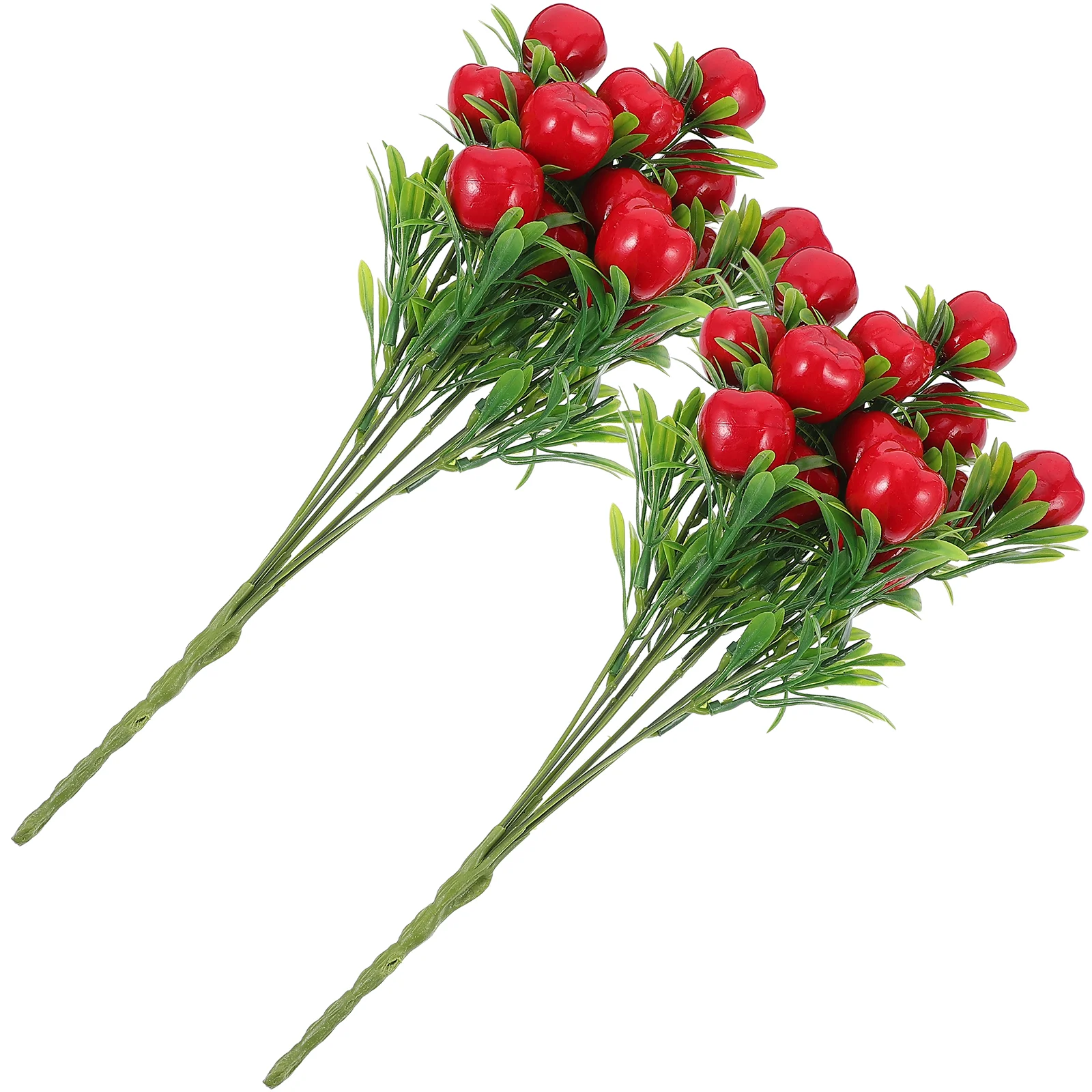 

2 Pcs Artificial Apples Branches Fake Decor Ornament Plastic Fruit Faux Flower Arrangements