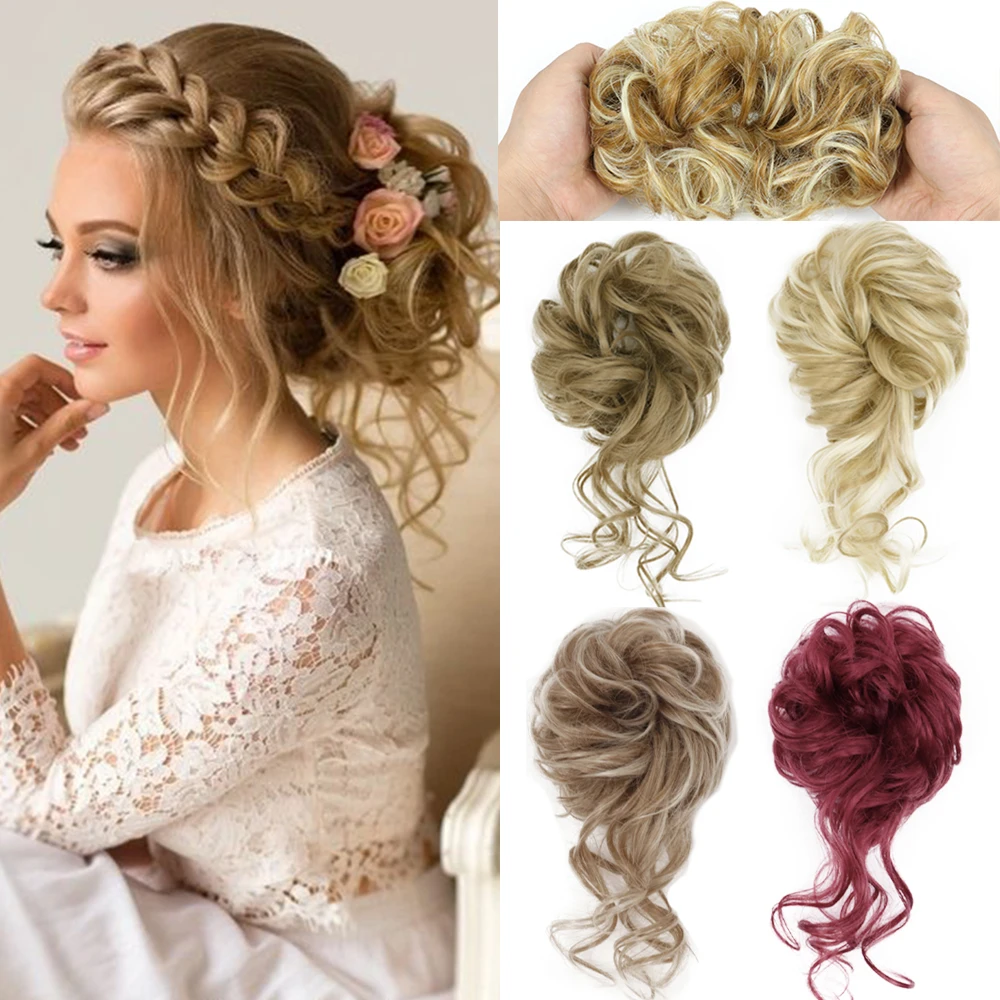 

LISI GIRL Synthetic Chignon Messy Curly Hair Band Elastic Scrunchy False Hair Pieces For Women Hairpins Black Brown Hair Bun