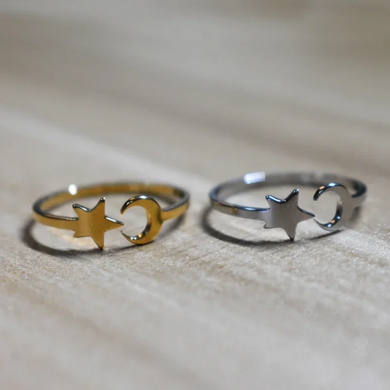 Минималистичное Открытое кольцо из нержавеющей стали золотого и серебряного