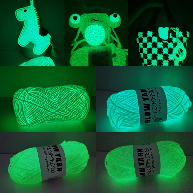 

Novel Functional Yarn Glow in the Dark Polyester Luminous Chunky Yarn 2mm for Hand Knitting Carpet Sweater Hat Scarf DIY Weave
