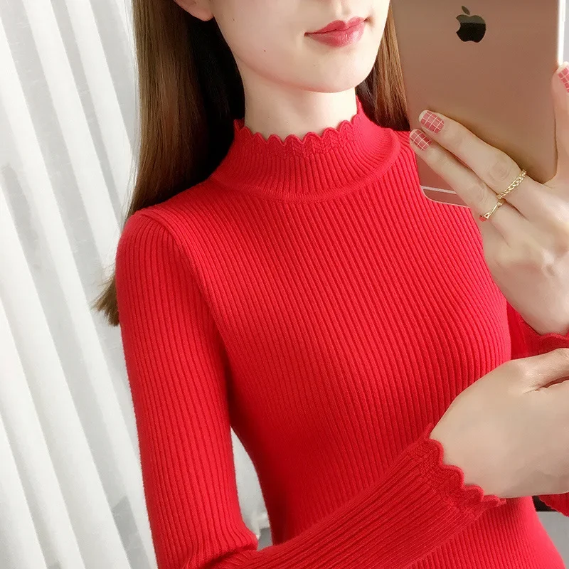 Женский свитер с высоким воротником до половины поло осень/зима 2023 новый топ