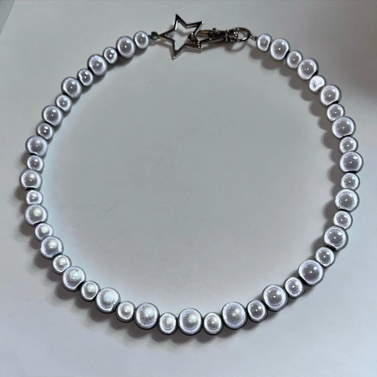 

Hot Girl Kpop Reflective Beads Chains Choker Star Necklaces for Women Unisex Party Night Club New Korean Fashion Hip Hop Jewelry