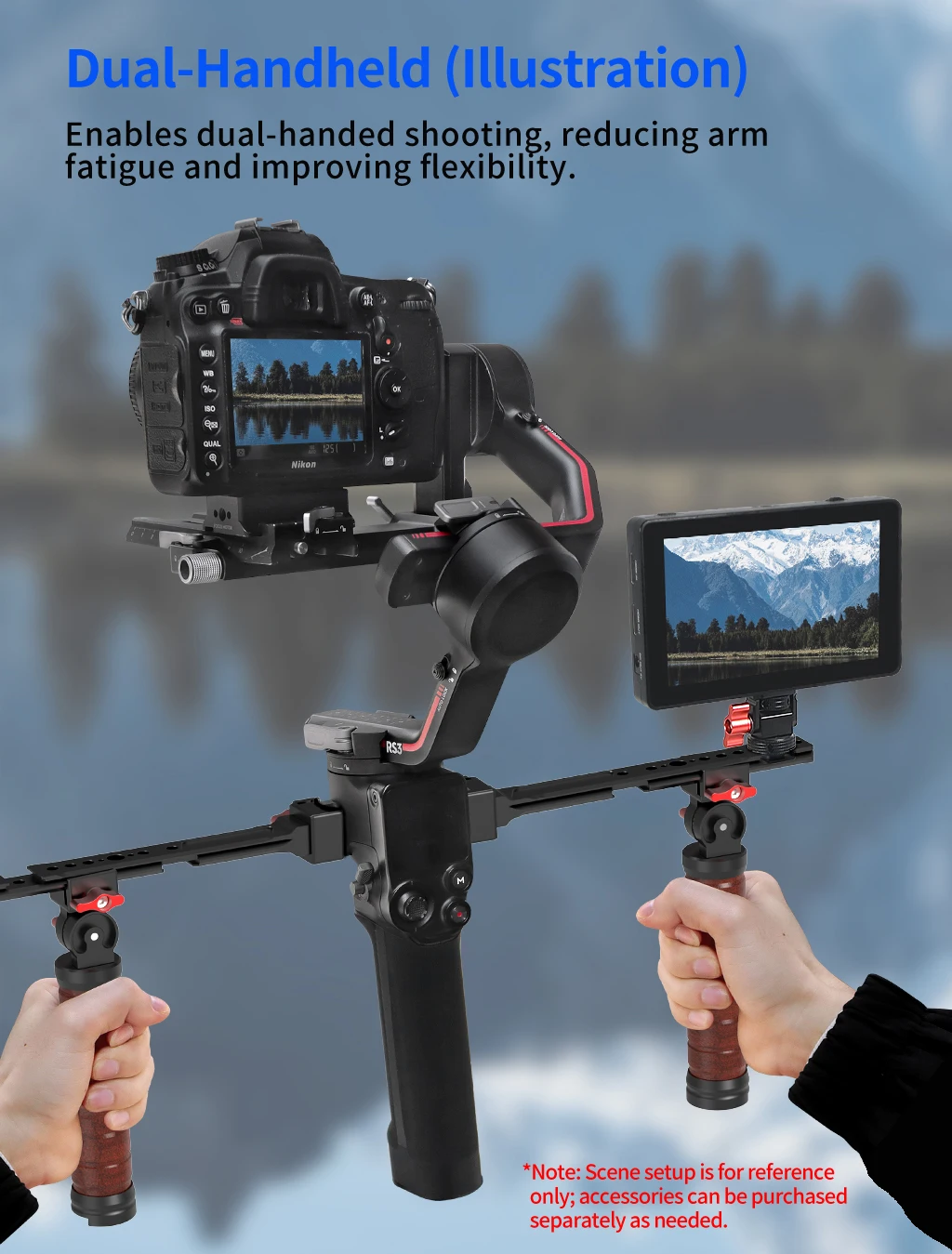 Фото Регулируемый складной ручной стабилизатор с деревянной ручкой для DJI Ronin RS2/RS3/RS4 Pro/мини-кронштейн на руль, крепление на карданный подвес №5