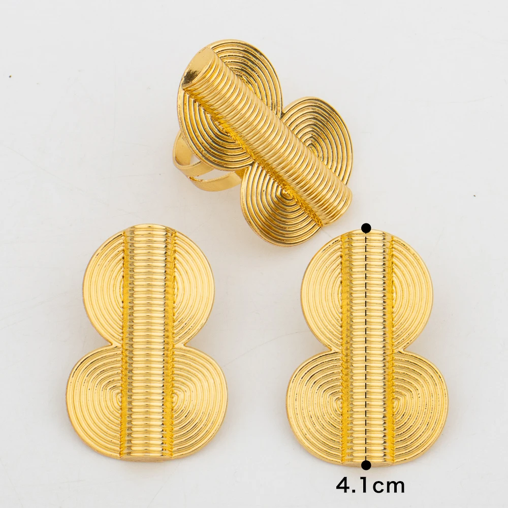 Ювелирные наборы из Дубая золотого цвета для женщин изысканный дизайн серьги