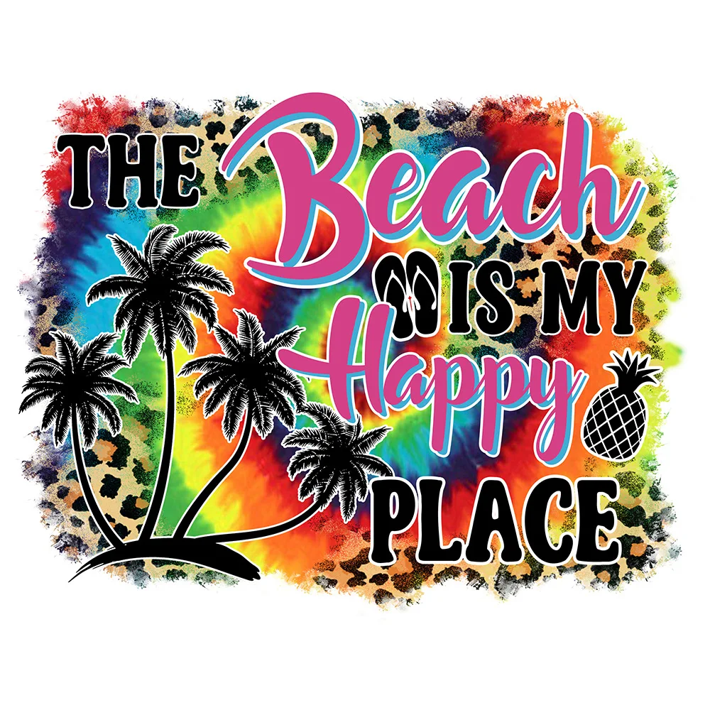 Пляжные тапочки праздничные термонаклейки DTF переводные наклейки для одежды