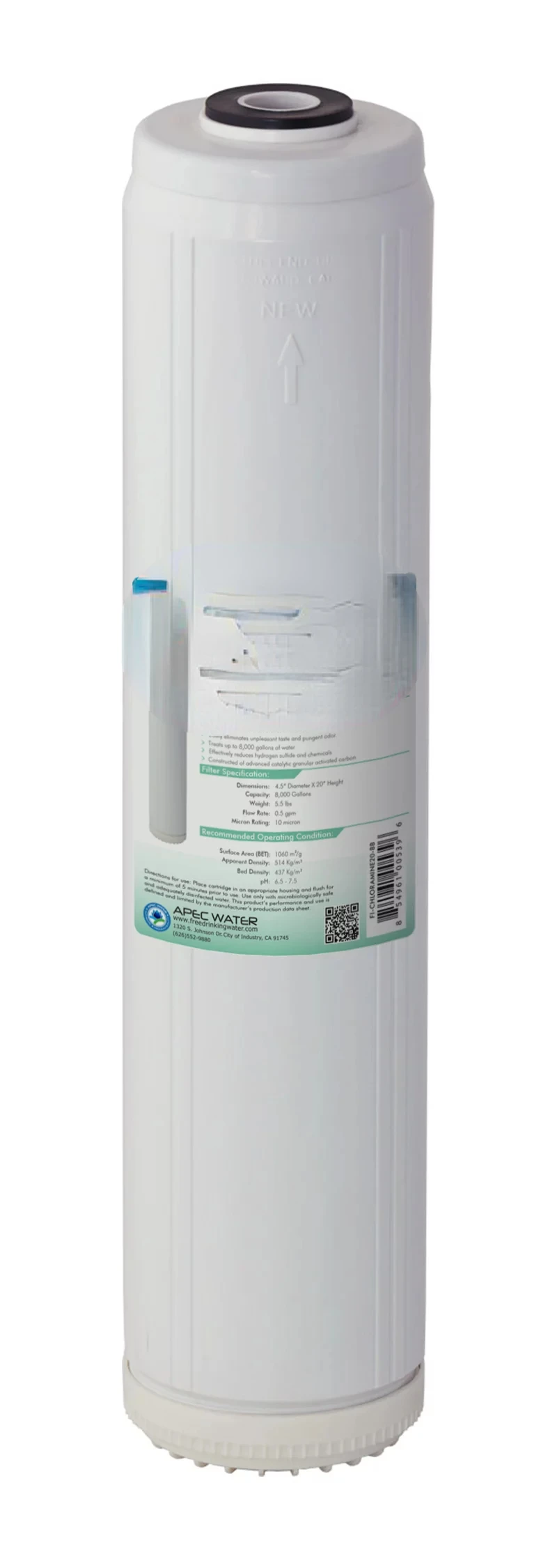 

20" Replacement Filter Cartridge Chloramines and Hydrogen Sulfide Removal Specialty Water Filter (FI-CHLORAMINE20-)
