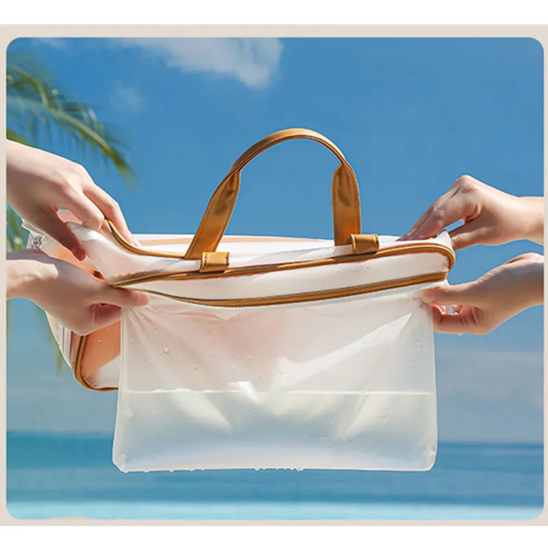 Women's Beach Bag Sport Pouch Pvc Water Pool Bathing Wet Stuff Cometic Storage Handbags For Fitness Packing Gym Swim Accessories