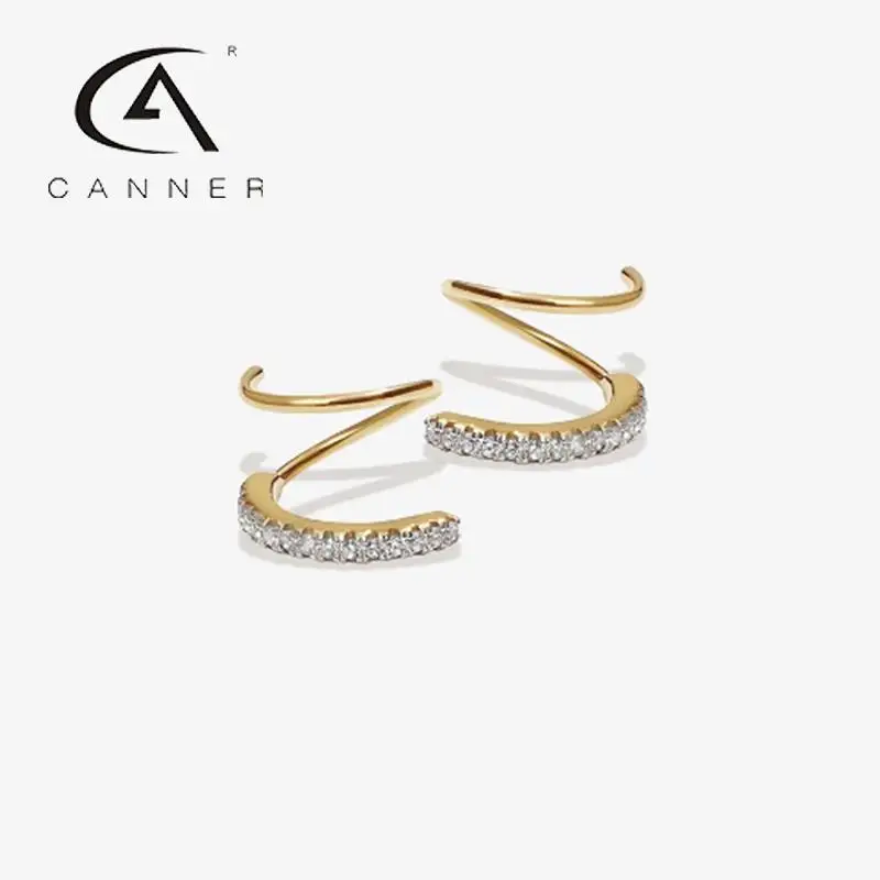 

CANNER Ins Minimalist Torsion Bar Earrings For Women S925 Silver 2023 Trend Girl Zircon Pendientes Huggie Earring Jewelry Korean