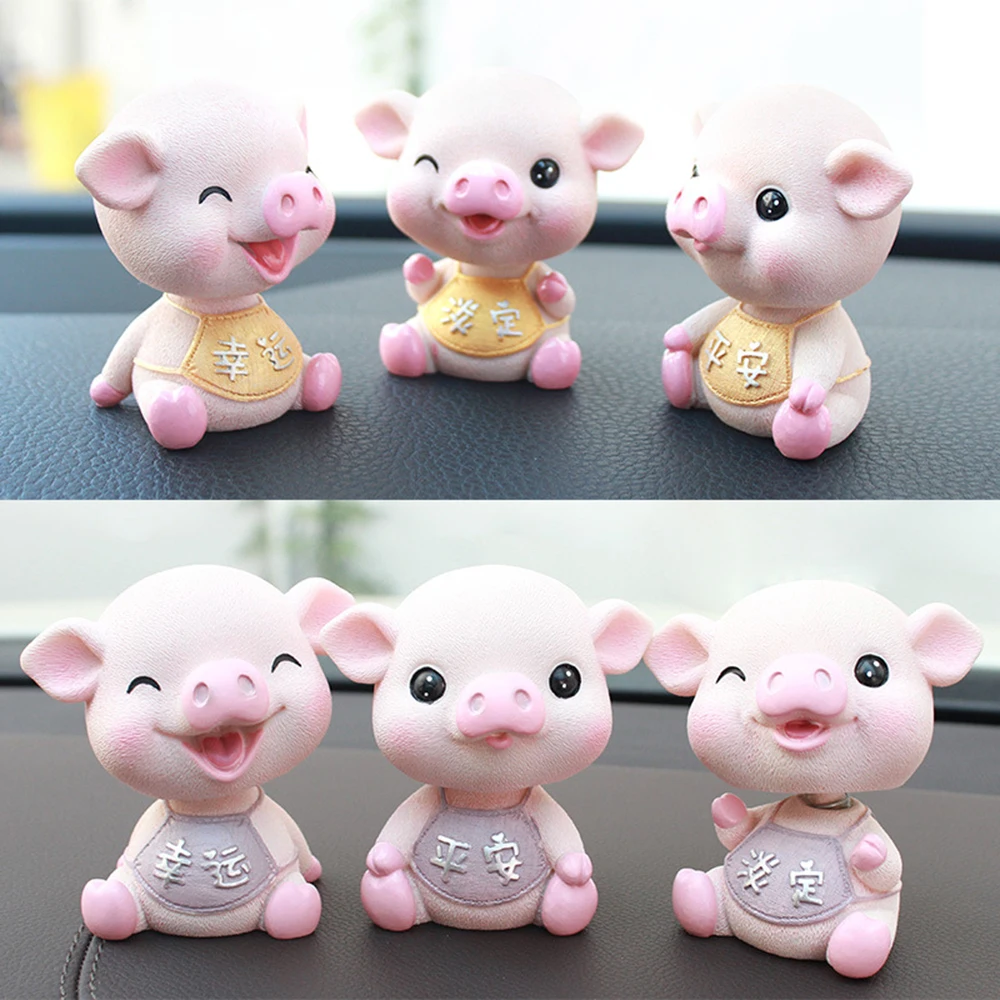 

Украшение для автомобиля, Свинка из мультфильма, смола, голова, кукла, игрушка, украшение приборной панели, аксессуары для интерьера автомоб...