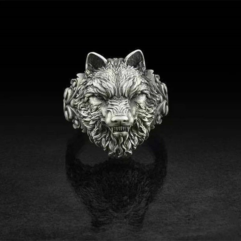 

Retro Punk Exquisite Engraved Domineering Metal Wolf Rings for Men Jungle Animal Style Rock Party Biker Jewelry