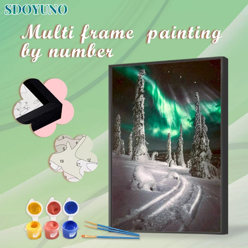 

Интерьерная Краска по номерам SDOYUNO, время убийства, рисунок, снежный пейзаж, DIY Краска по номерам, искусство, искусство