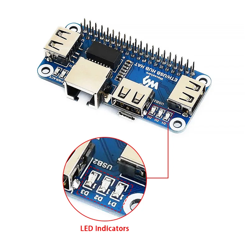 Raspberry Pi ETH usb-хаб HAT с 3 USB-портами, 1 RJ45, плата расширения Enthernet, совместимая с Raspberry Pi 4 B 3 B Zero W
