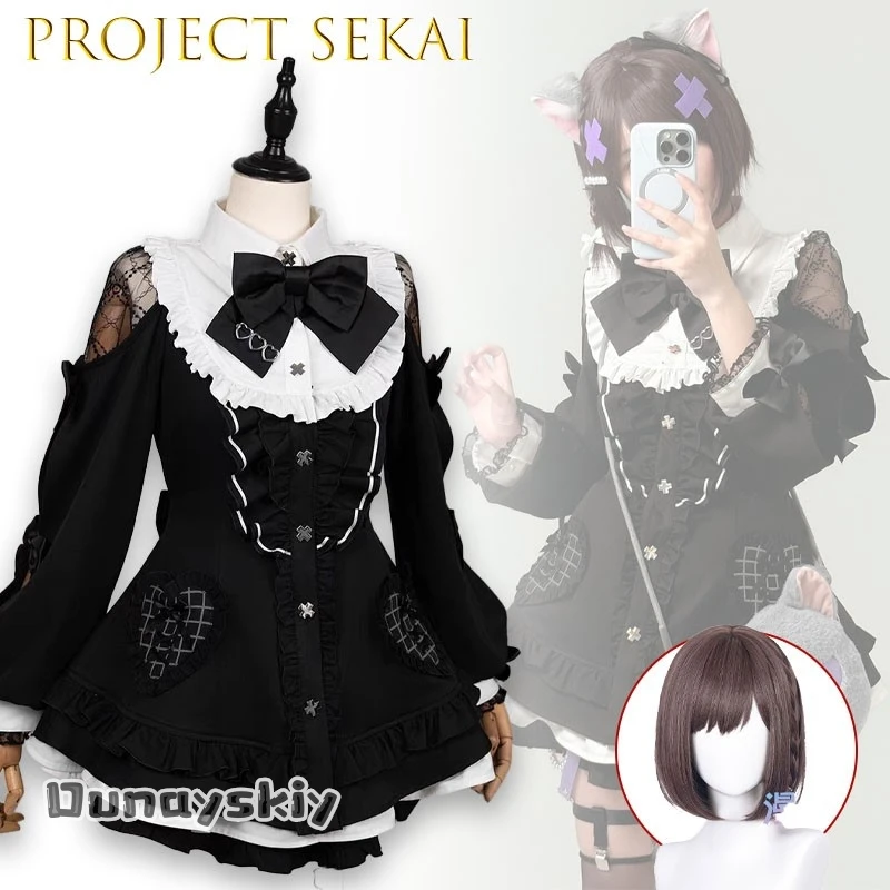 Фото Костюм для косплея abDSS^Project Sekai Colorful Stage Hinode Eina Cat's Eye, полный комплект с повязкой на голову с кошачьими ушками, кошачьим хвостом, юбкой и кошачьими когтями №2