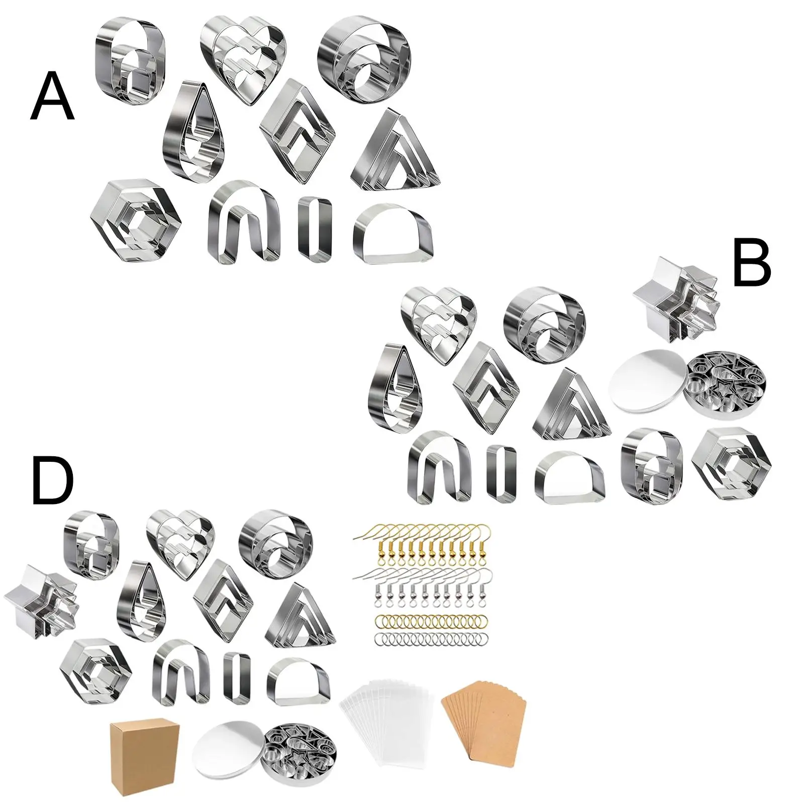 

Polymer Clay Cutters Art Supplies DIY Handmade Clay Earring Cutters Cookie Cutters Set for Pastry Kitchen Fondant Cake Dessert