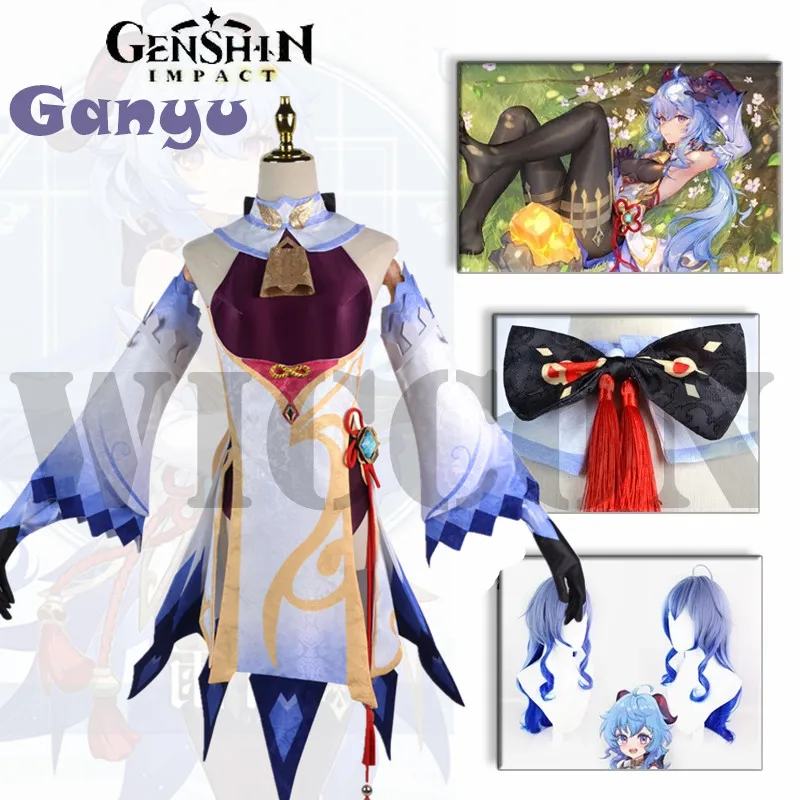 

Game Genshin Impact Ganyu Anime Cosplay Costumes Halloween Costume for Women Dresses Vestido Cosplay Feminino Suit Wig Clothing