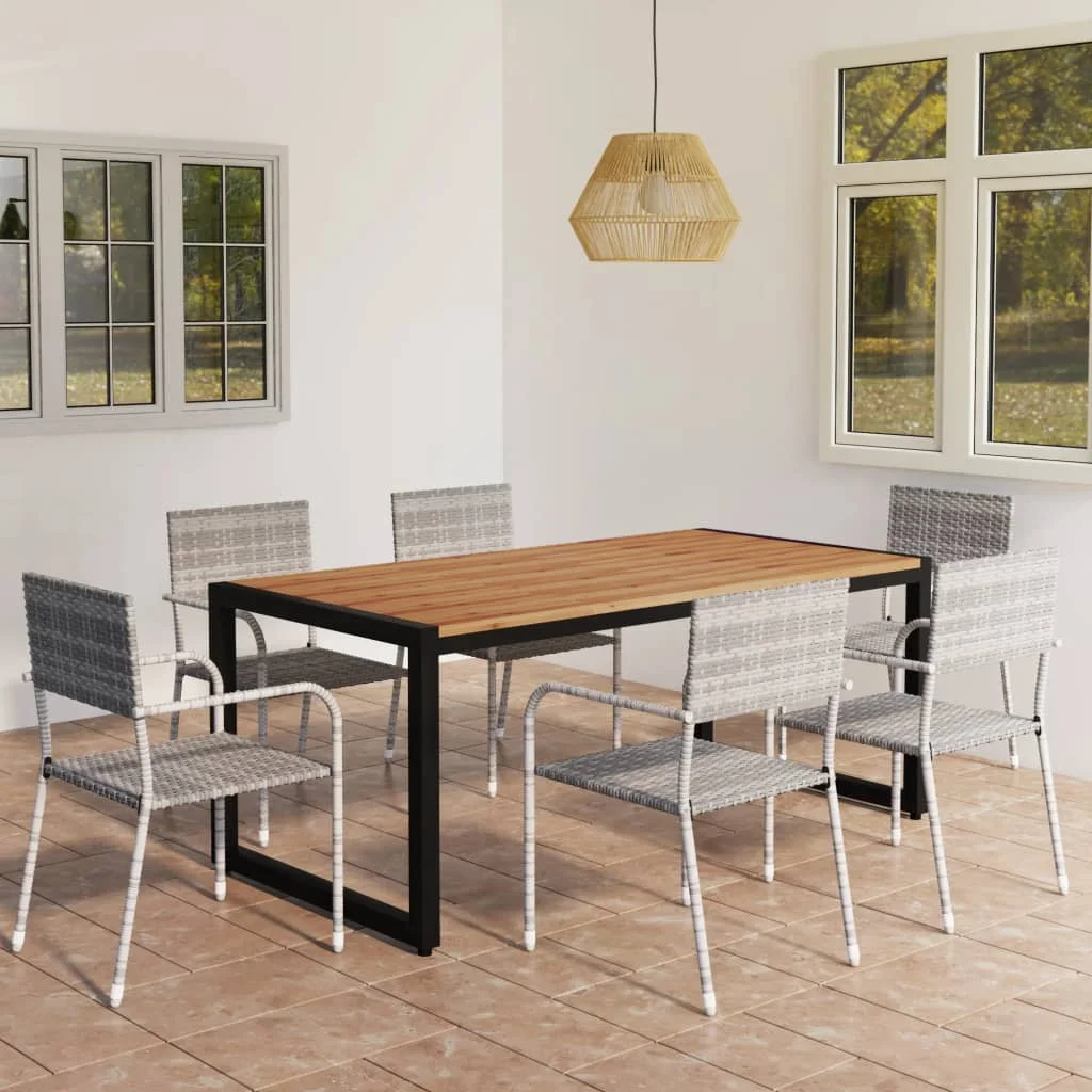

7 Piece Garden Dining Set,Patio Table and Chair Set, Grey