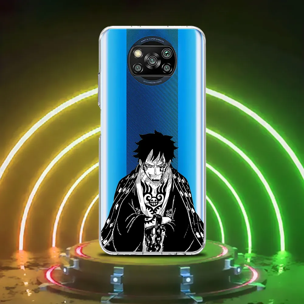Прозрачный чехол для Xiaomi Poco M7 F7 Ultra F4 X6 M3 X7 M5s M6 X4 NFC M4 F2 Pro, противоударный чехол из ТПУ, Кизару, Эйс, Робин, Лоу, Луффи (art.: 3920dd336cb60) - 3920dd336cb60