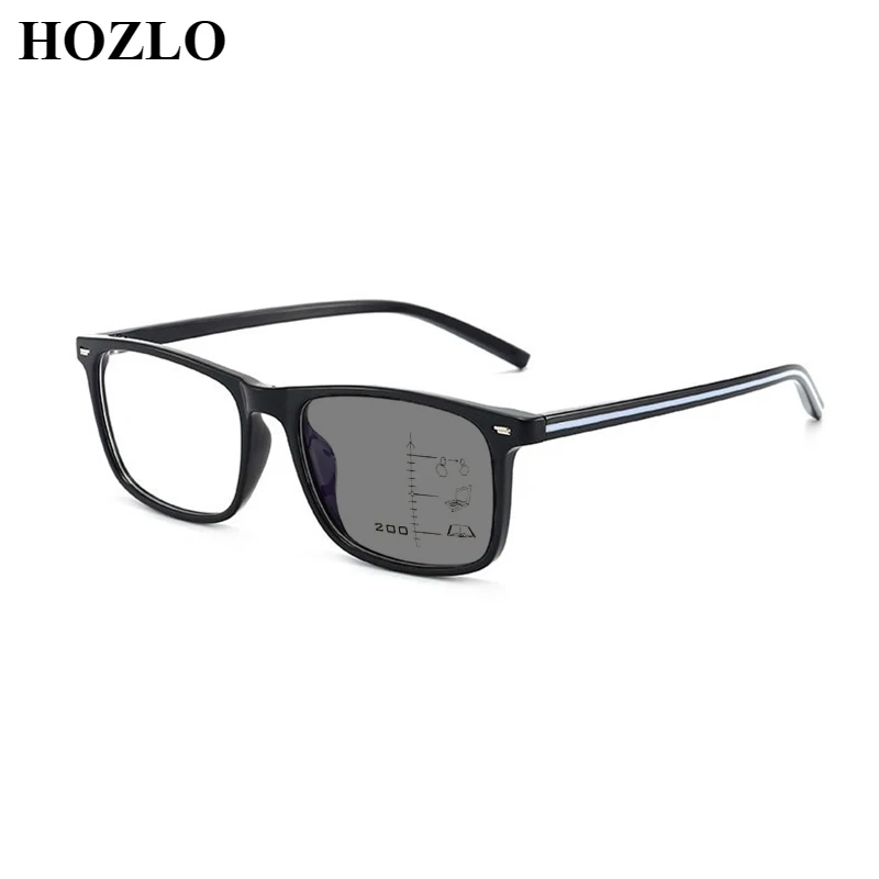 

TR90 Retro Rivet Photochromic Progressive Reading Glasses Women Men Look Near Far Presbyopic Sunglasses Farsighted Spectacles