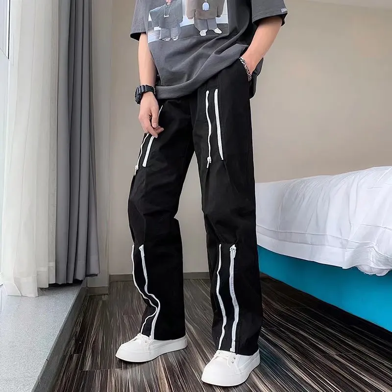 

Mens Jogger Pants Slim Fit Workout Trousers Multi Zippers Casual Skinny Sweatpants