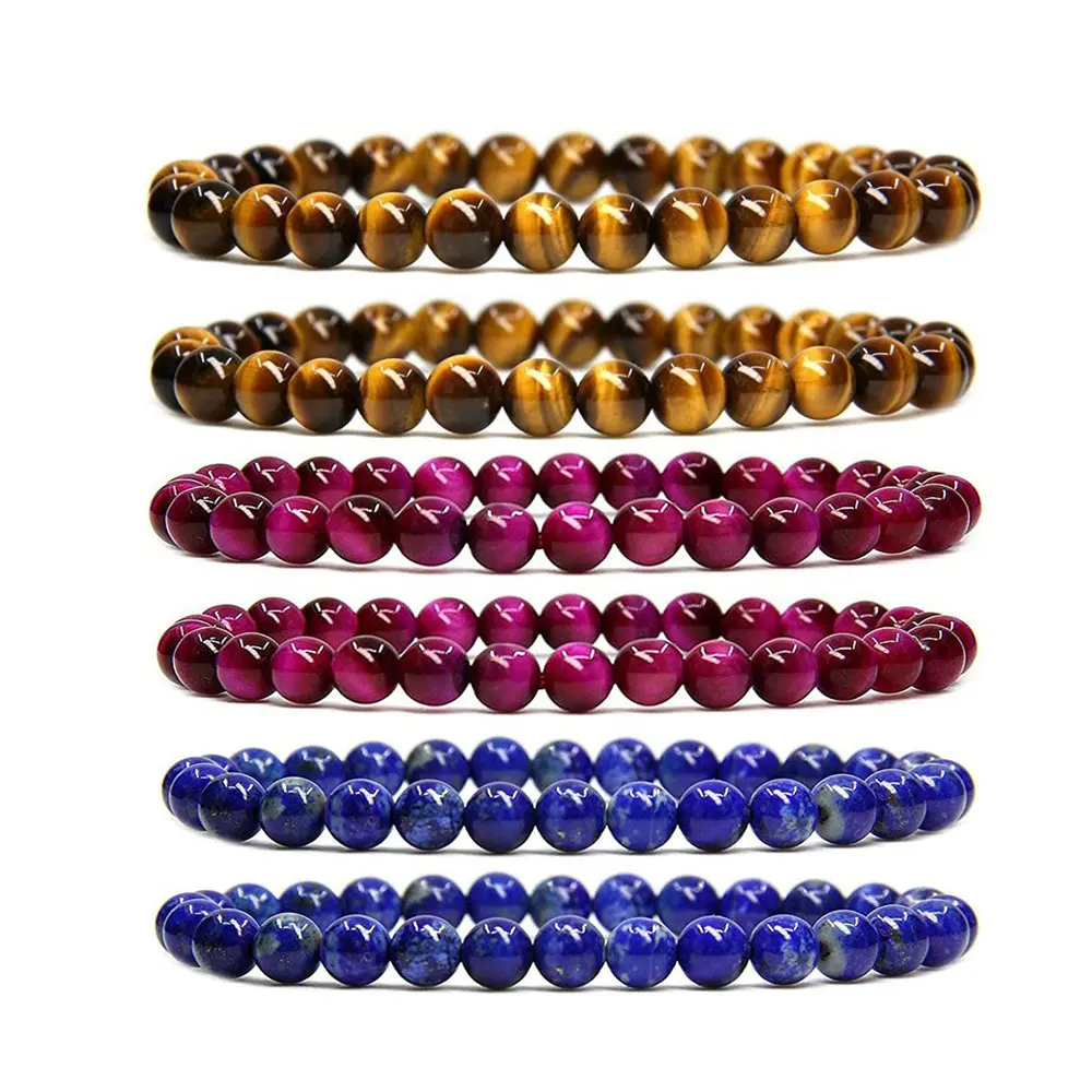 

Natural Stone 6mm Beads Bracelet For Women Men Amazonite Lapis Lazuli Tiger Eye Bracelet Crystal Healing Chakra Energy Bracelet