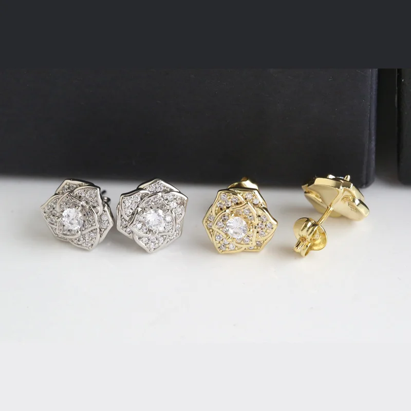 

Fashion Shining Rhinestone CZ Flower Stud Earrings For Women Gifts