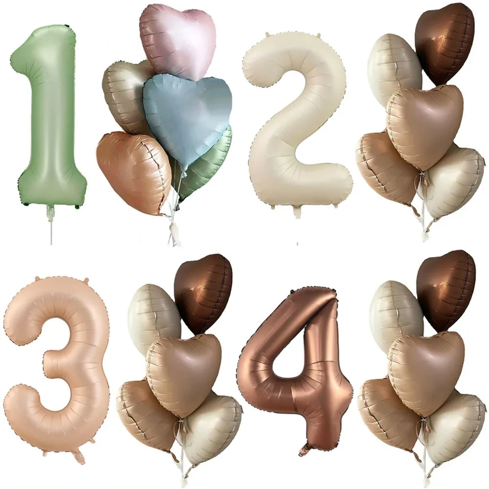 

6Pcs Cream Color Number Balloon Set 40Inch 1-9 Digital Foil Helium Ball Girl Kids Adult Birthday Party Wedding Ballon Decoration