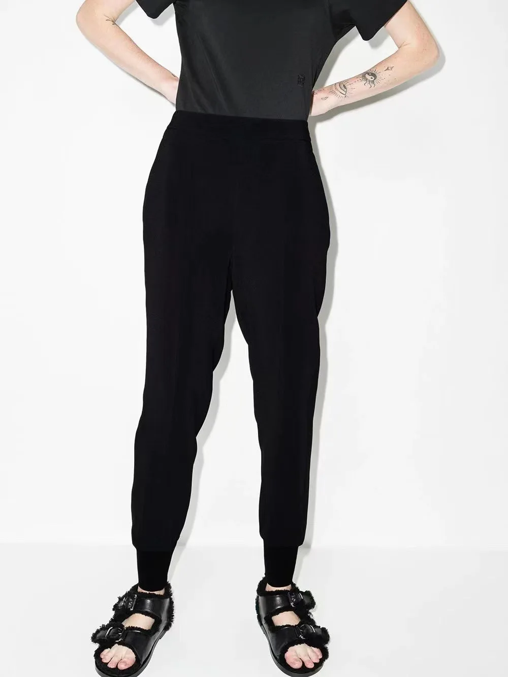 British Design Spring/Summer 2022 Elastic Waist Ribbed Closing Slim-fit Sports Leggings Harem Pants