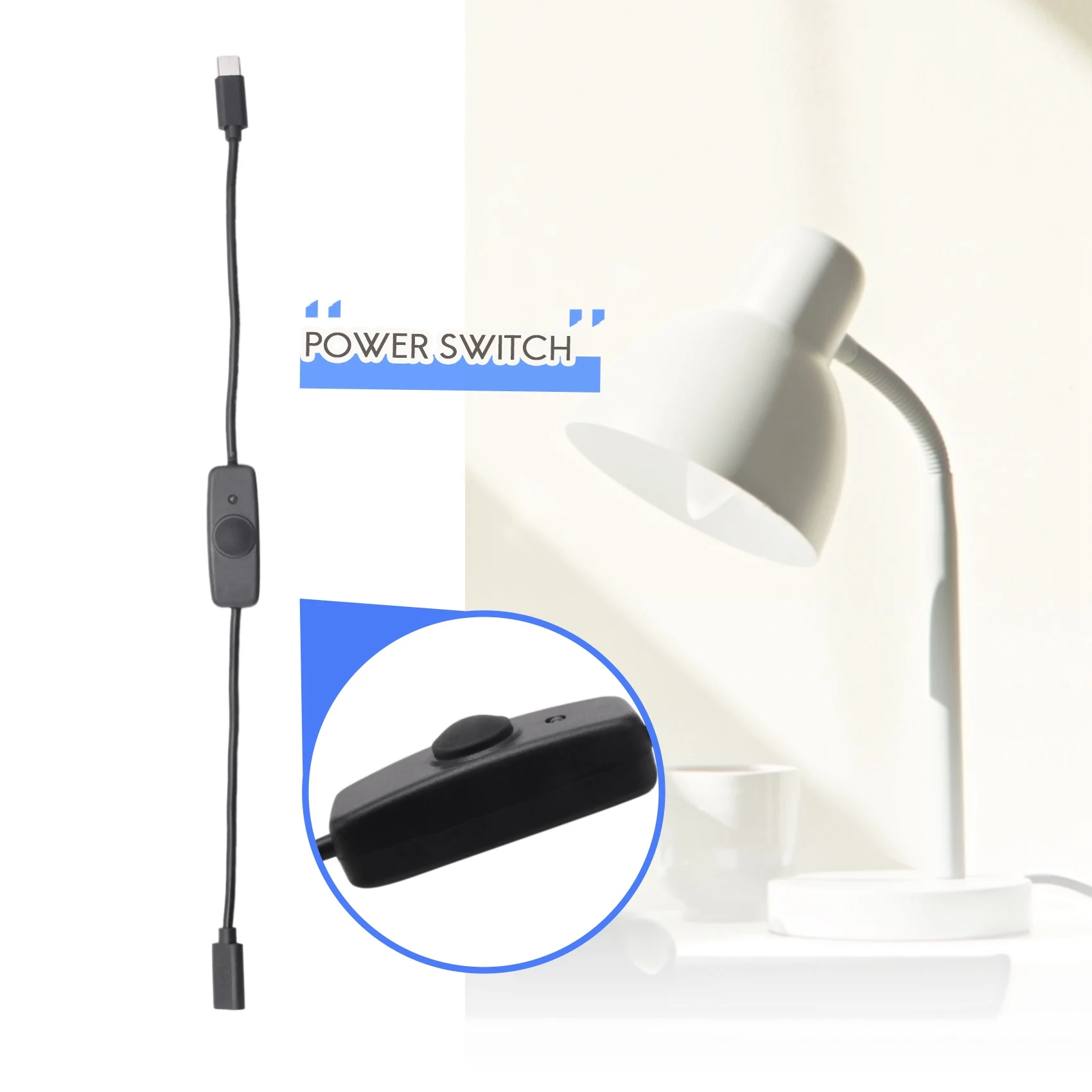 

Power Switch USB Type C with Indicator Light Male to Female USB-C Extension Cable Switch for Raspberry Pi 4B
