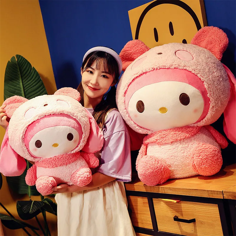 20-95cm Cartoon Kawaii Sanrio My Melody Plush Toy Anime Stuffed Animals Cute Plushie Throw Pillow Dolls for Kids Birthday Gifts