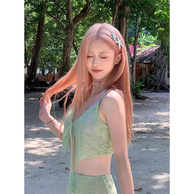 Новинка 2024 женское пикантное пляжное платье в Корейском стиле комплект бикини