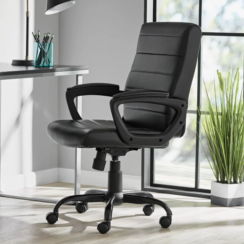 With Arms, Bonded Leather, Brown